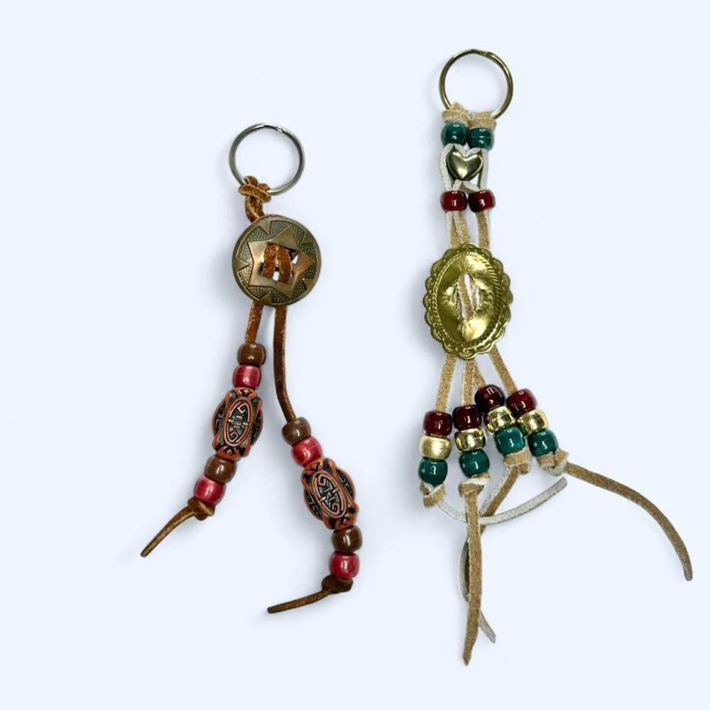 Beaded Keychain Set with Gold Accents